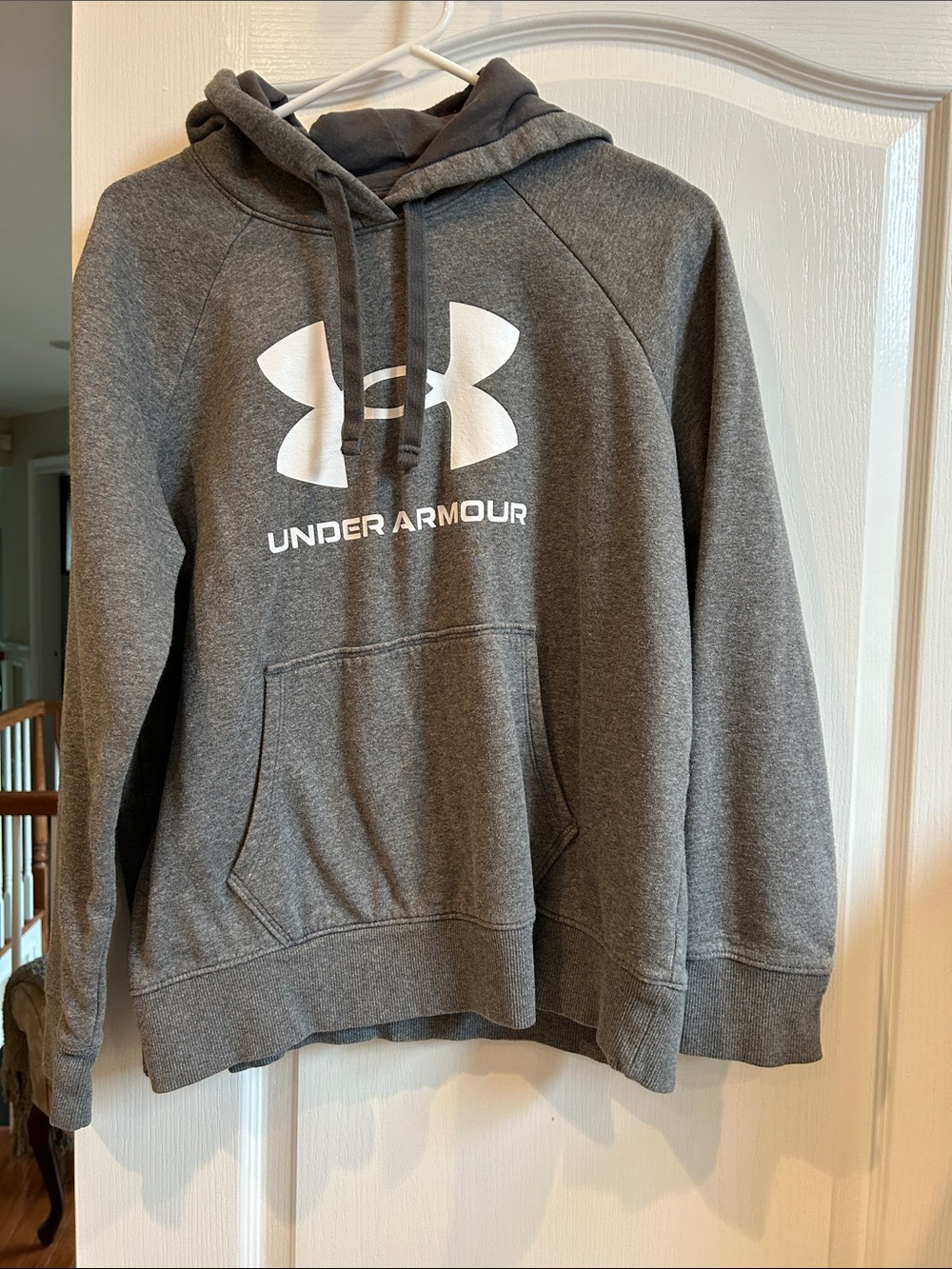 Under Armour Gray Pullover Hoodie with White Logo